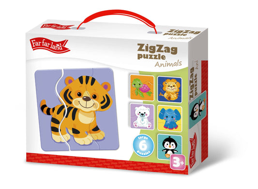 Toddler Puzzles - 6 in 1 Zig Zag Animal Puzzle Set