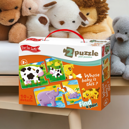 Double Jigsaw Puzzle Whose Baby Is this? Educational Puzzle for Toddlers Age 3+ Years